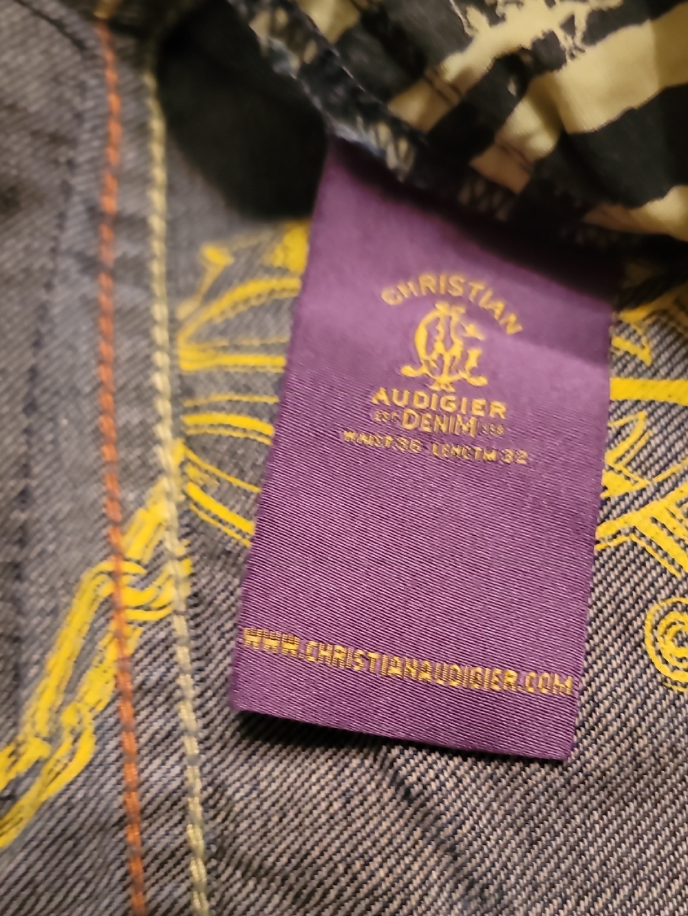 (Rare) Christian Audigier Men's 36 Blue Jeans - Picture 15 of 16